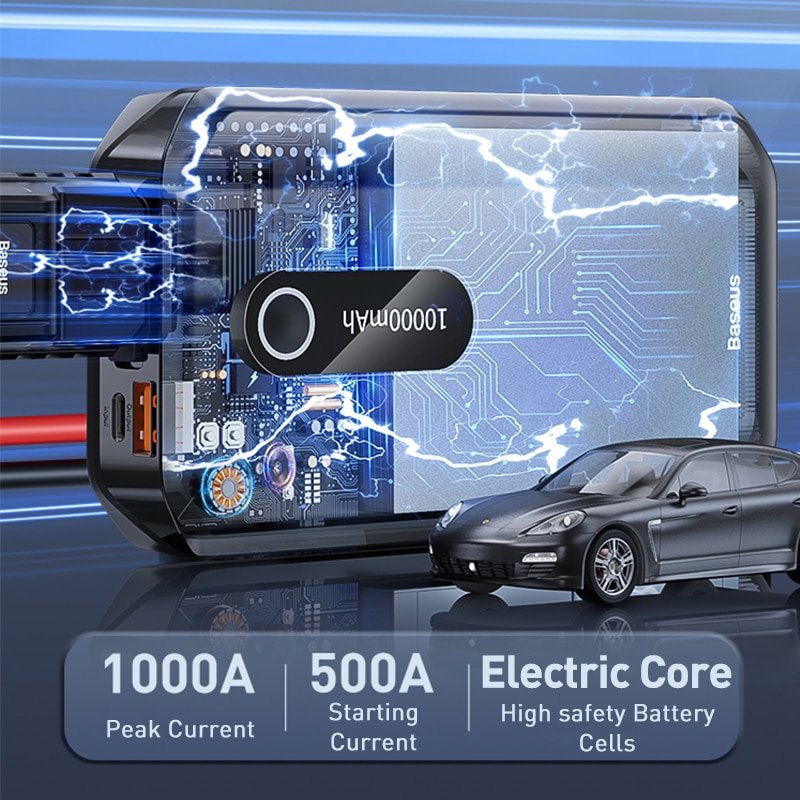 Car Jump Starter Power Bank For Car Baseus 10000mAh Battery Charger Portable Power Station 12V Car Booster Starting Device - Image 2