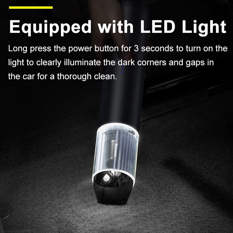 Car Vacuum Cleaner Wireless Mini Car Cleaning Handheld Baseus 15000Pa Vacum Cleaner W LED Light for Car Interior Cleaner - Image 6