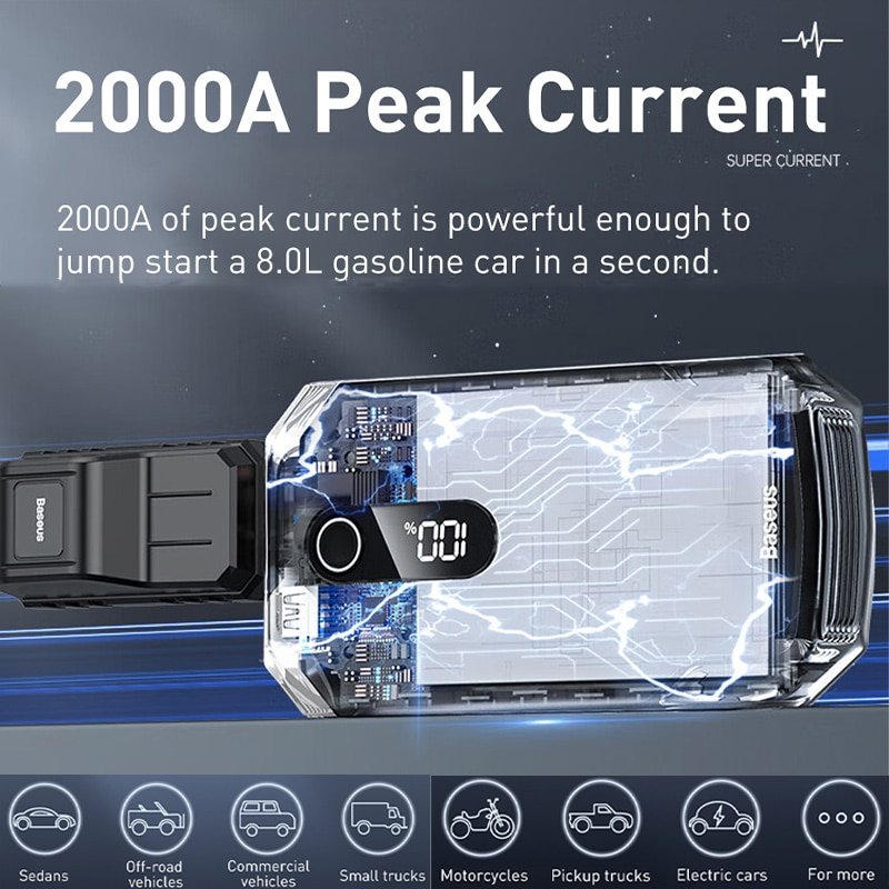 Car Jump Starter Power Bank 2000A 1000A Car Battery Charger Auto Emergency Booster Starting Device Jump Start - Image 2