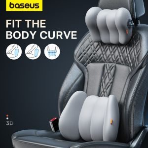 Car Headrest Waist Pillow 3D Memory Foam Seat Support for Home Office Neck Rest Breathable Car Back Lumbar Cushion